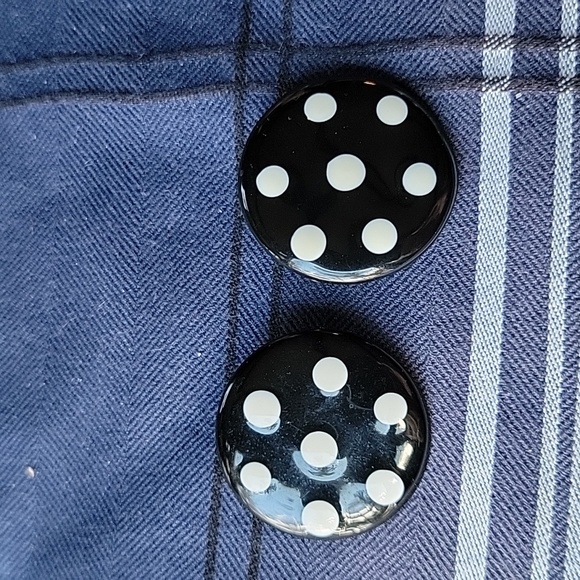 Vintage black with white polka dot pierced earrings - Picture 4 of 7